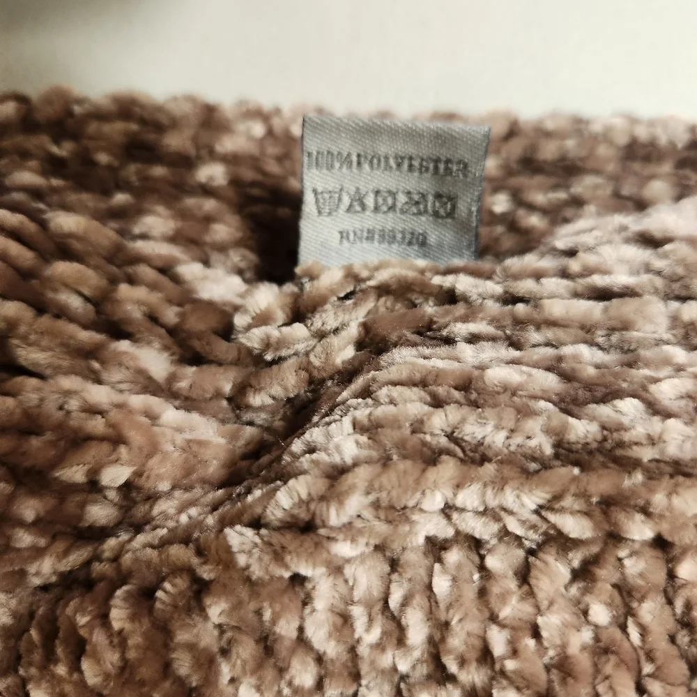 C.C Solid Light Brown/Tan Ribbed Chenille Scarf-Size 78x17